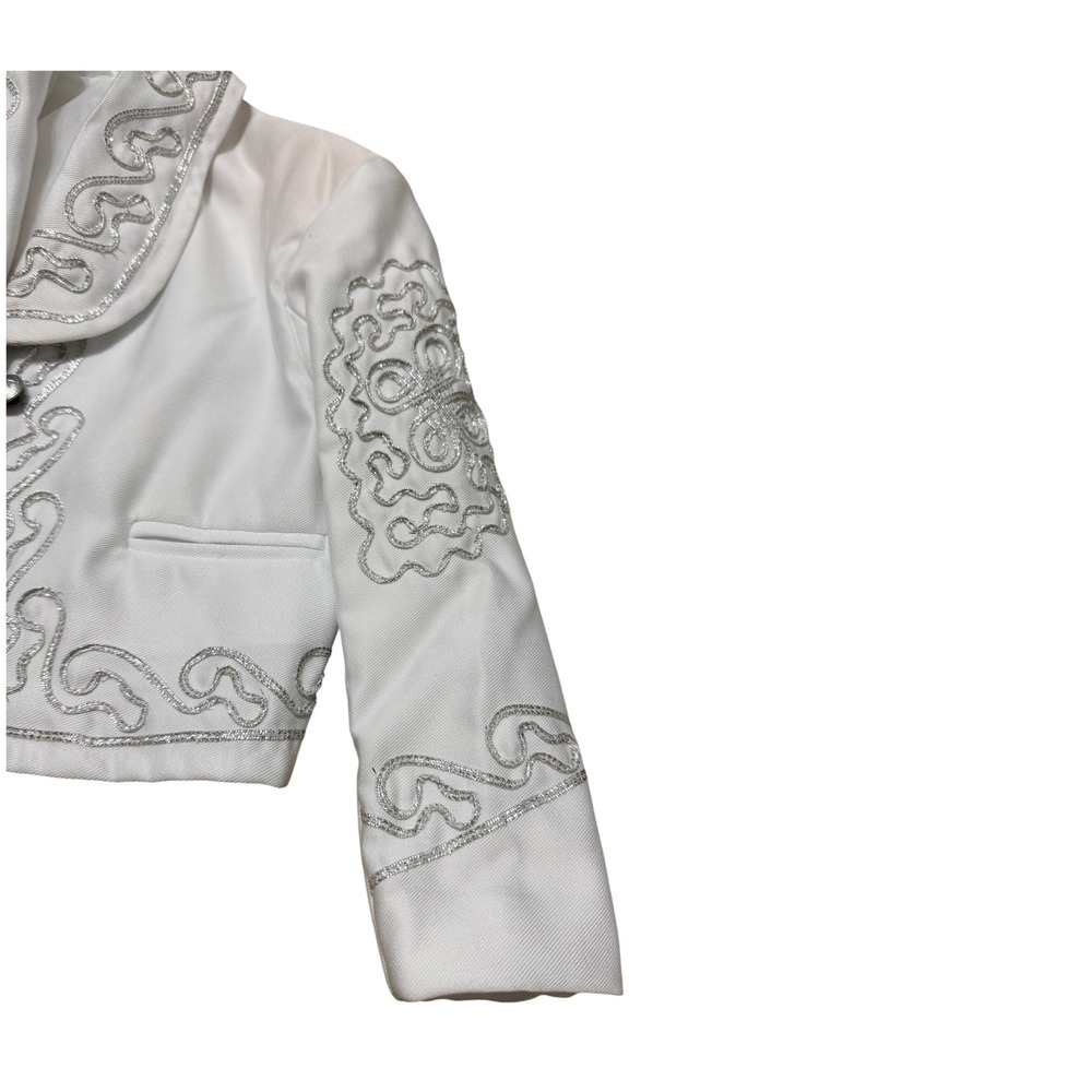 Mariachi Charro Suit Kids White Silver Embroidered 4-Piece Set Size 4T Boys - Picture 6 of 16